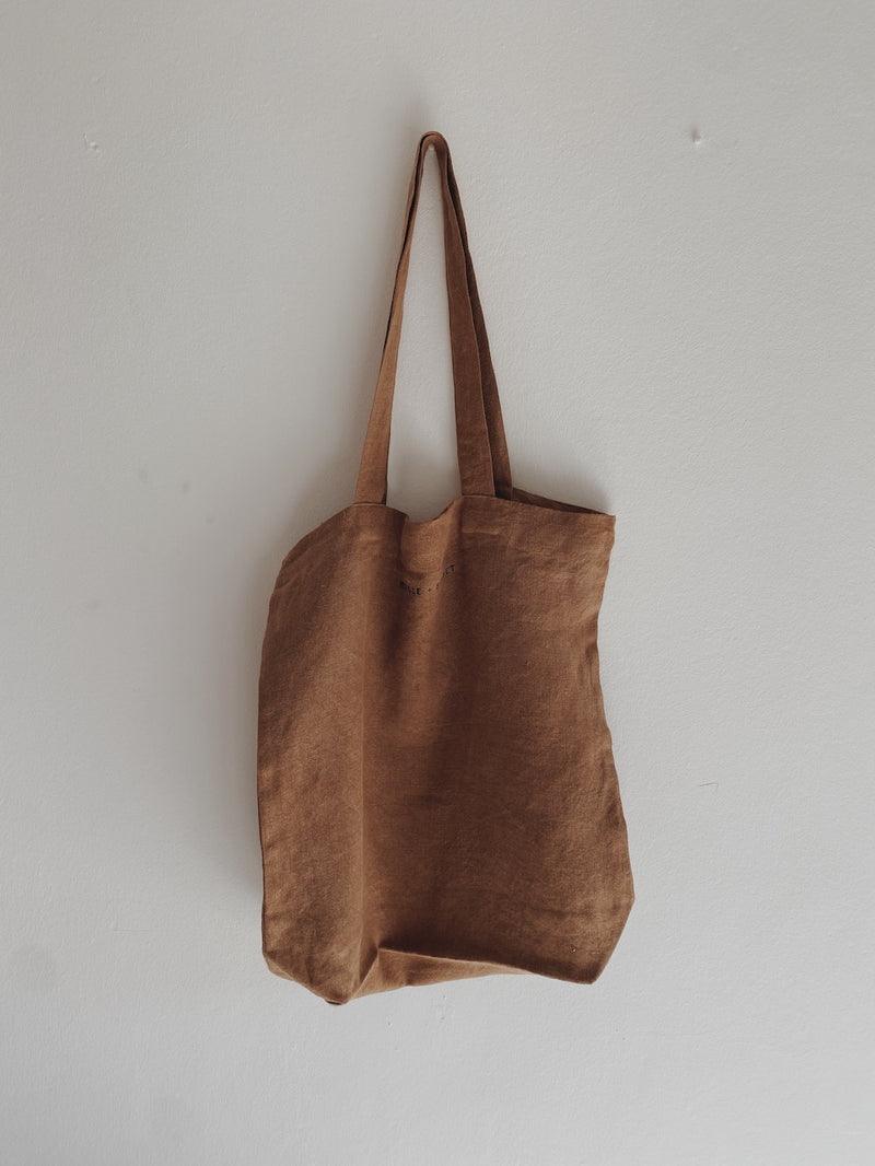 Botanically dyed linen tote bag