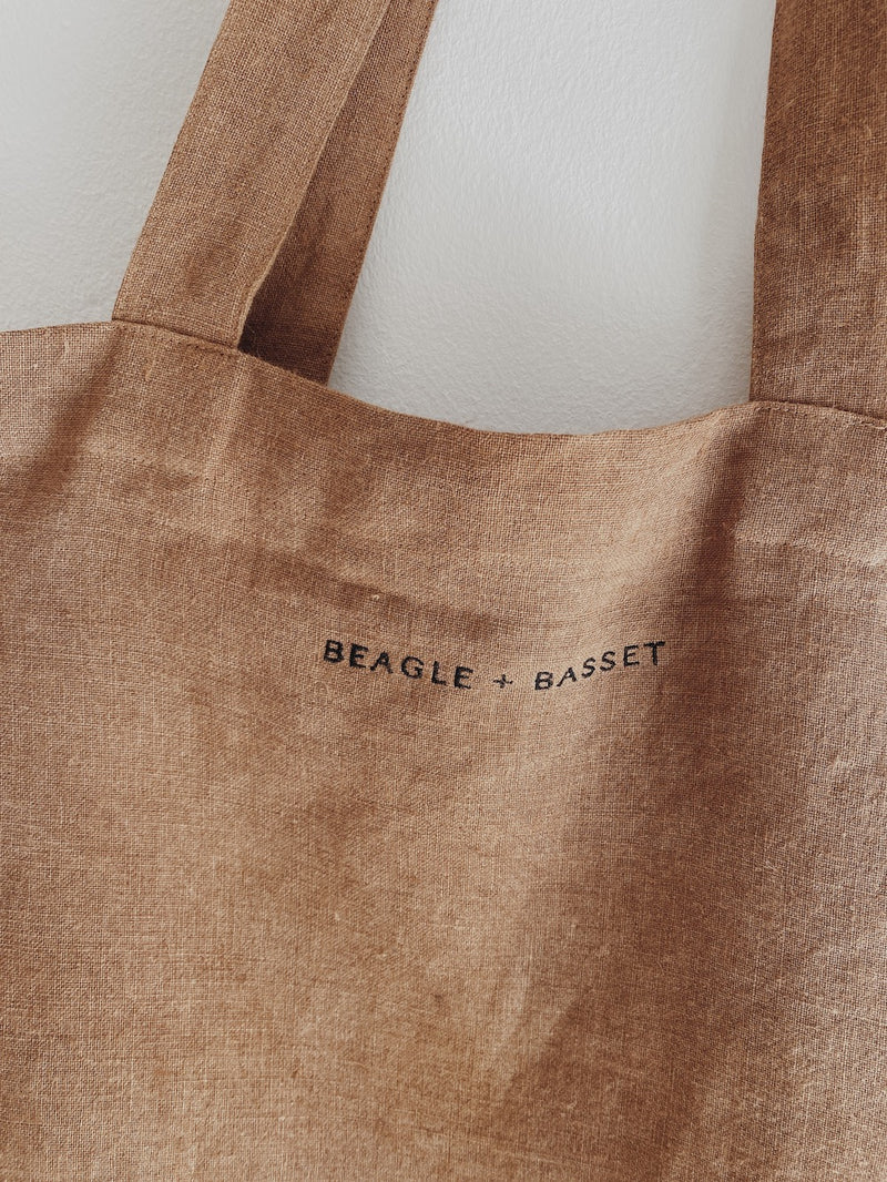 Botanically dyed linen tote bag