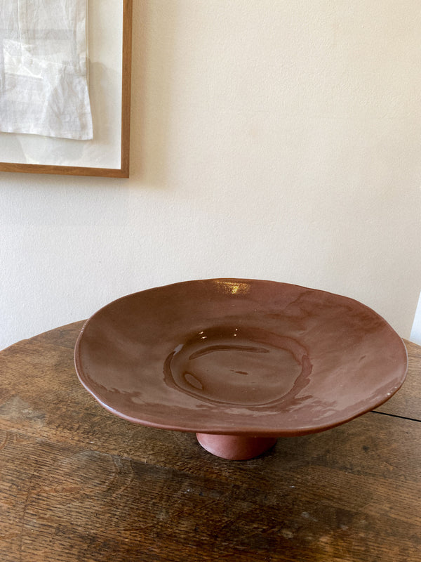 Footed platter | Dark terra-cotta